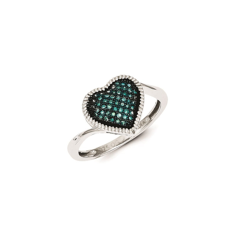 Sterling Silver Blue Diamond Heart Ring