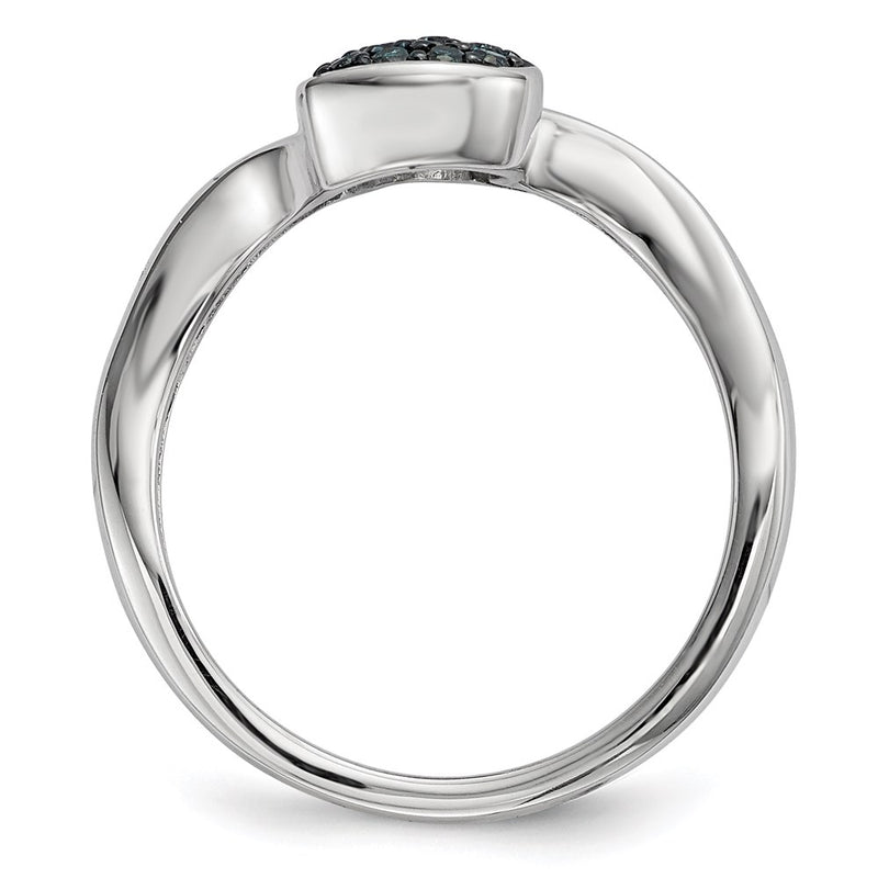 Sterling Silver Blue Diamond Small Heart Ring