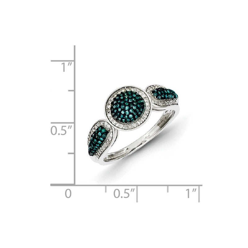 Sterling Silver Blue and White Diamond Ring