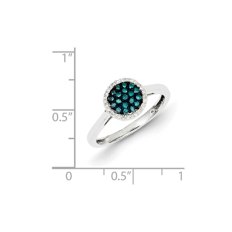 Sterling Silver Blue & White Diamond Round Ring