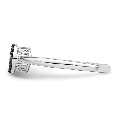 White Night Sterling Silver Rhodium-plated Blue and White Diamond Ring