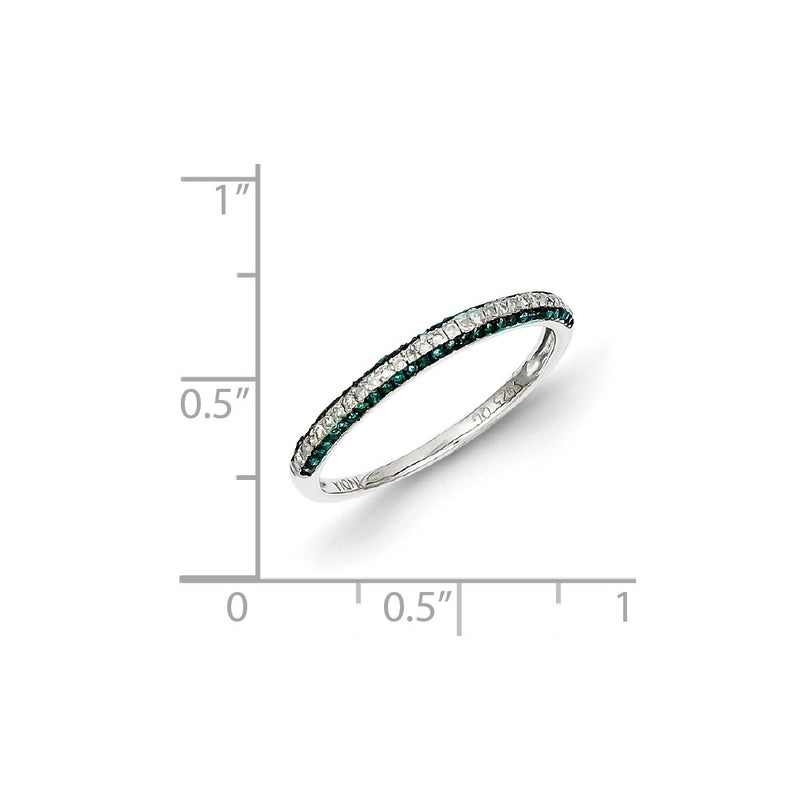 Sterling Silver Blue and White Diamond Band Ring
