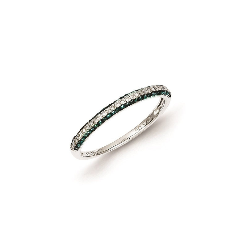 Sterling Silver Blue and White Diamond Band Ring