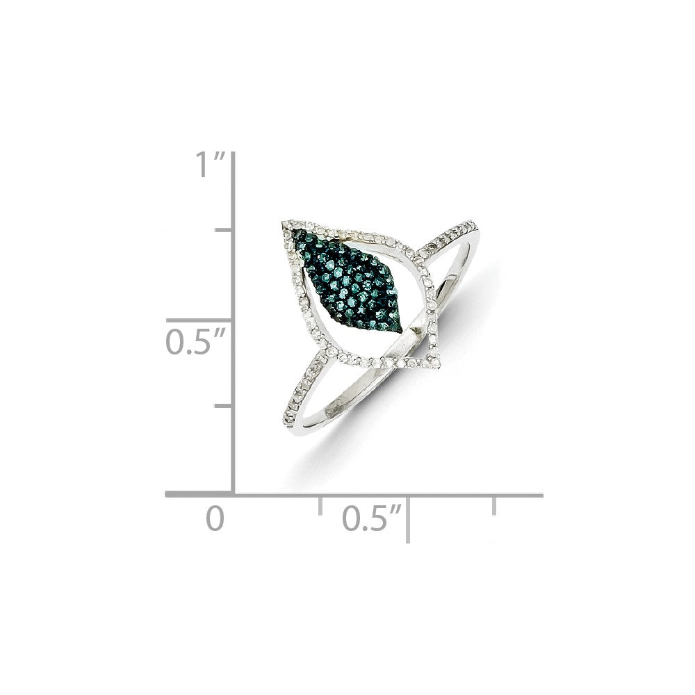 Sterling Silver Blue and White Diamond Fashion Ring