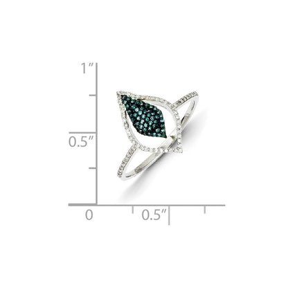 Sterling Silver Blue and White Diamond Fashion Ring