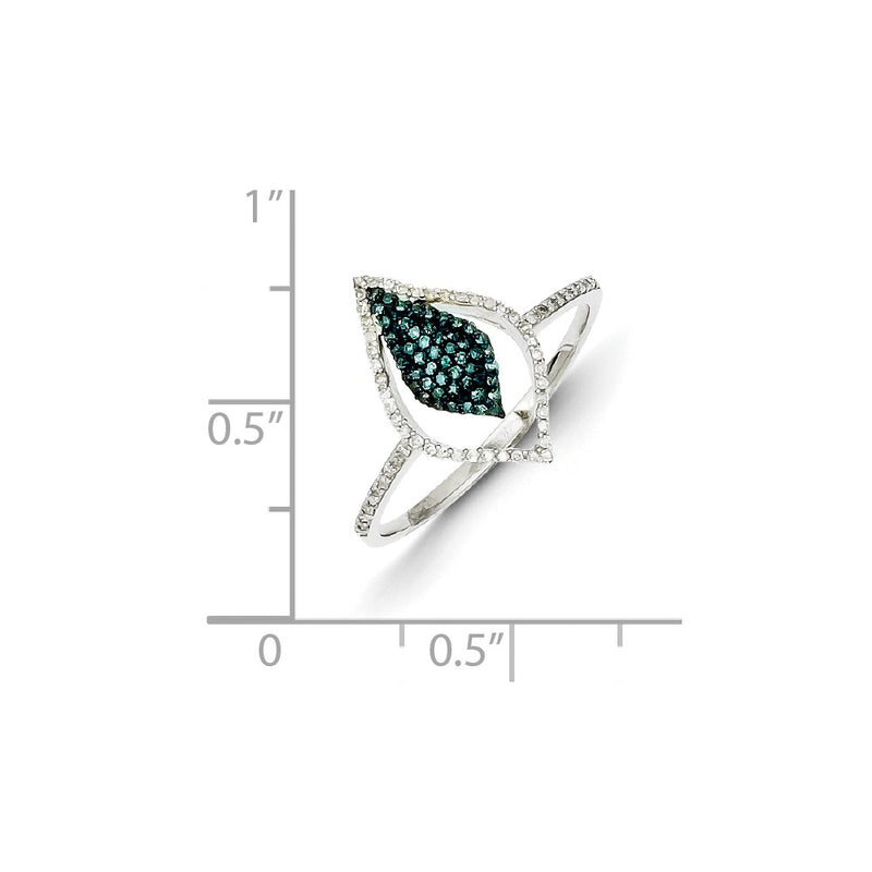 Sterling Silver Blue and White Diamond Fashion Ring