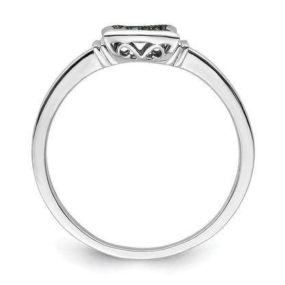White Night Sterling Silver Rhodium-plated White Blue Diamonds Square Ring