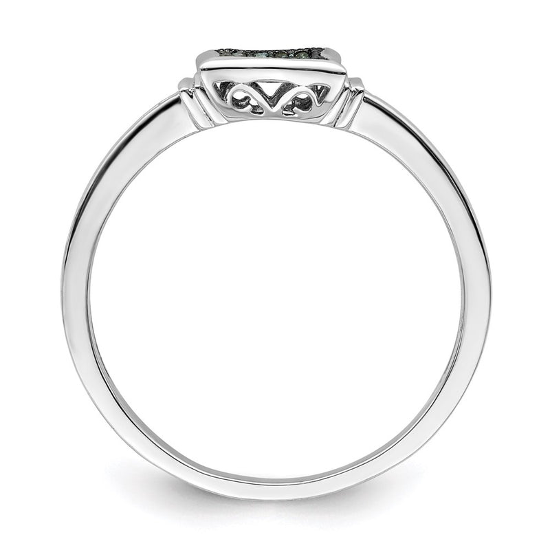 White Night Sterling Silver Rhodium-plated White Blue Diamonds Square Ring