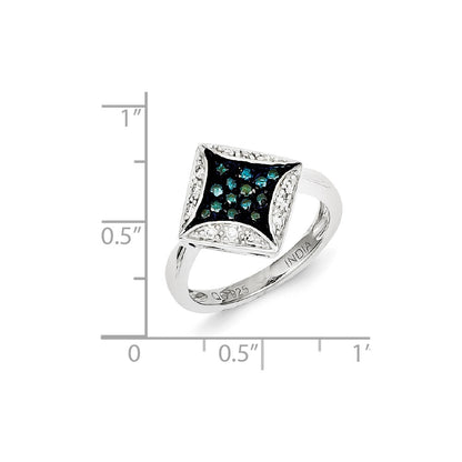 Sterling Silver Blue Diamond & Diamond Shape Ring