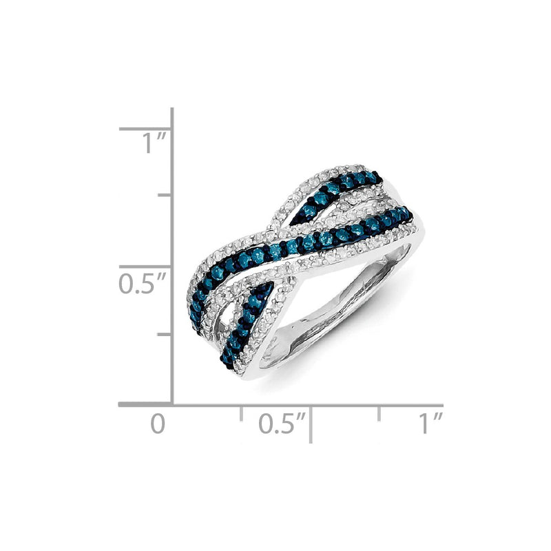 Sterling Silver Blue & White Diamond Ring