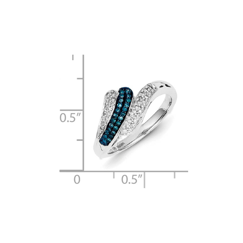 Sterling Silver White & Blue Diamond Band