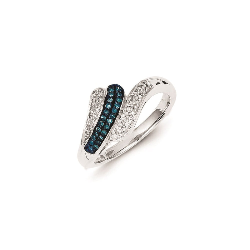 Sterling Silver White & Blue Diamond Band