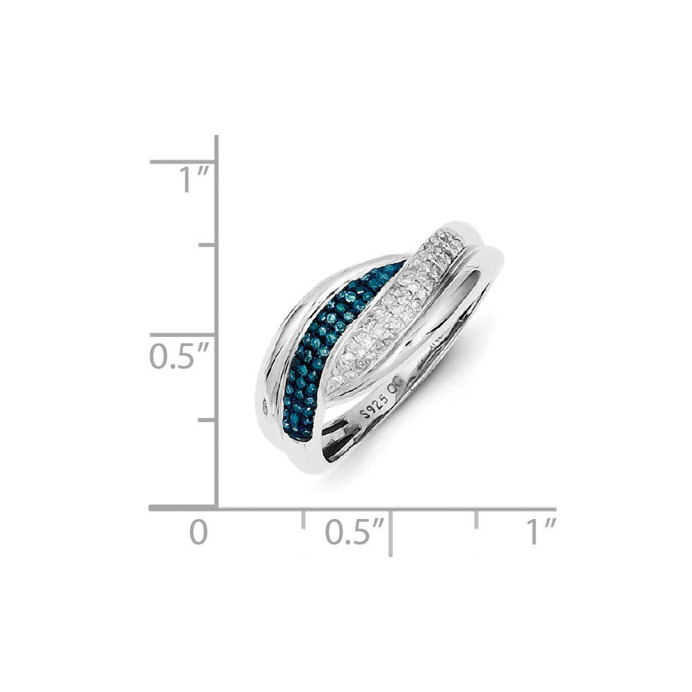 Sterling Silver Blue and White Diamond Ring