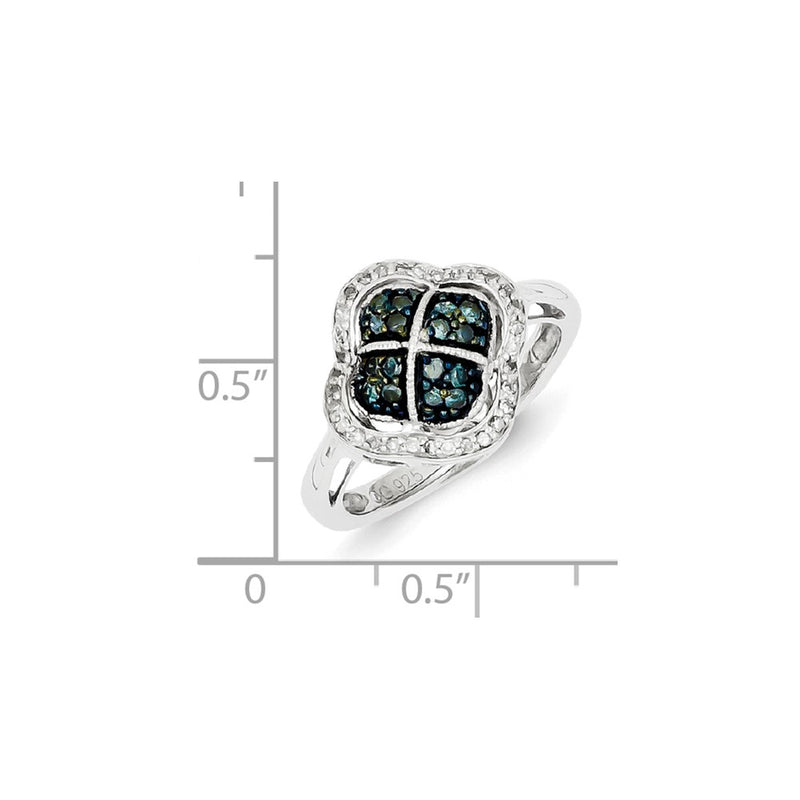 Sterling Silver Blue Diamond Clover Ring