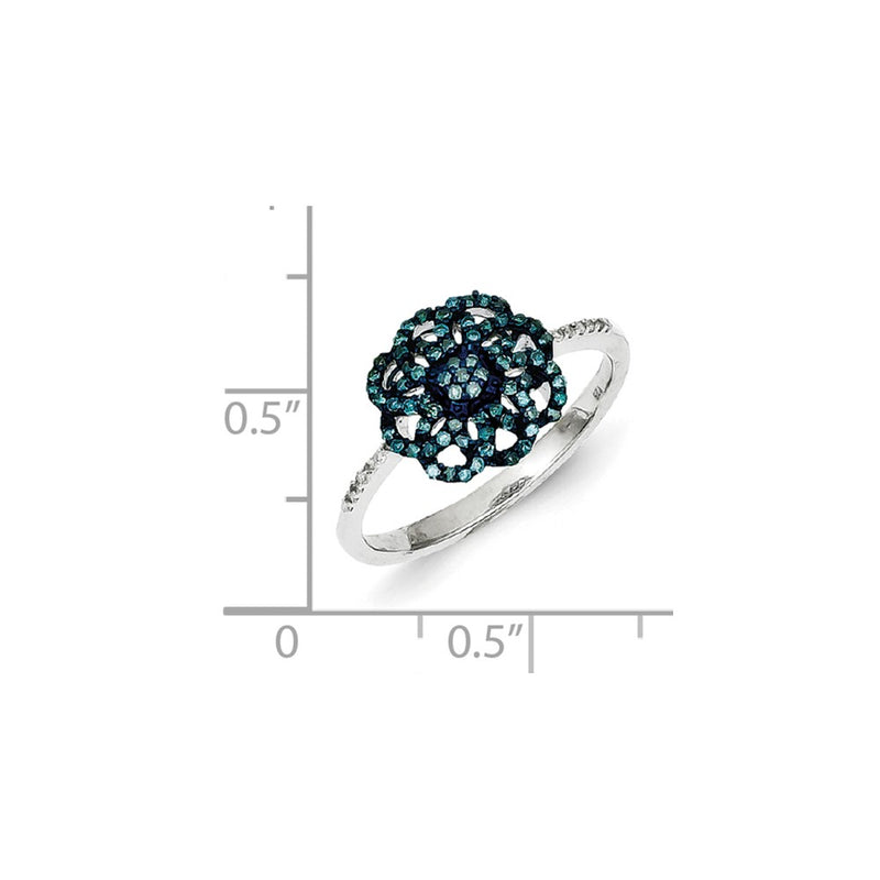Sterling Silver Blue Diamond Ring