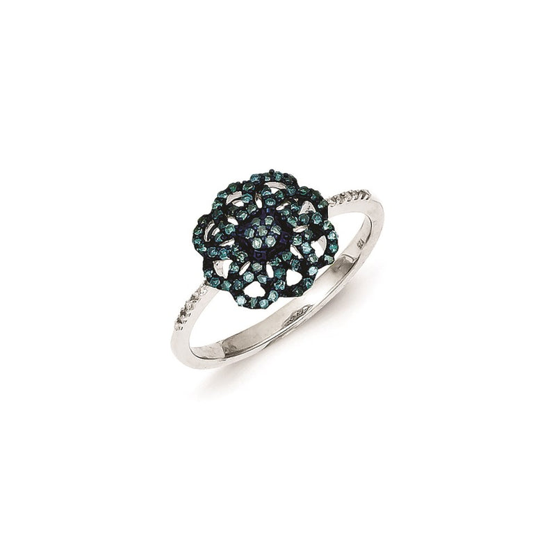 Sterling Silver Blue Diamond Ring