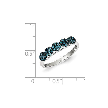 Sterling Silver Blue Diamond Ring