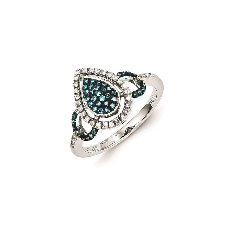 Sterling Silver Blue Diamond Ring