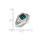 Sterling Silver Blue & White Diamond Square Ring