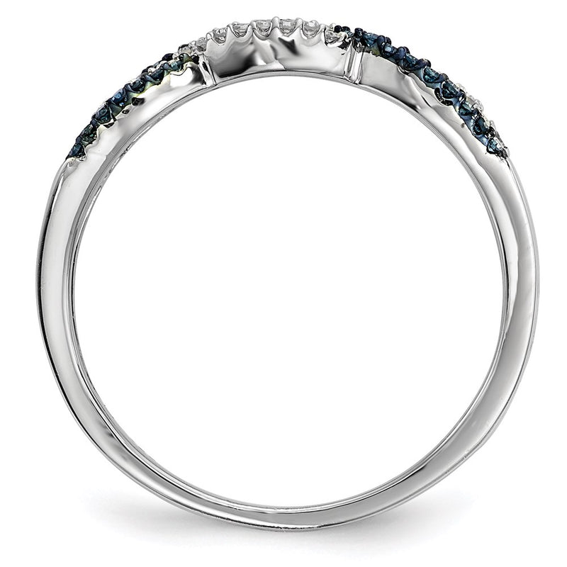 Sterling Silver Blue and White Diamond Ring