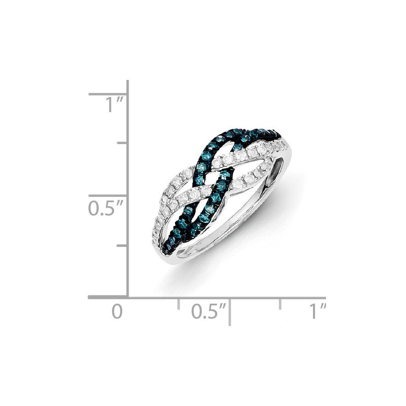 Sterling Silver Blue & White Diamond Ring