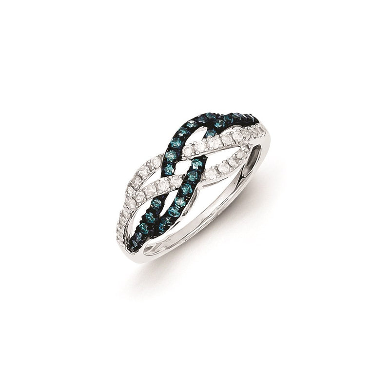 Sterling Silver Blue & White Diamond Ring