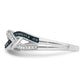 White Night Sterling Silver Rhodium-plated Blue and White Diamond Criss Cross Ring