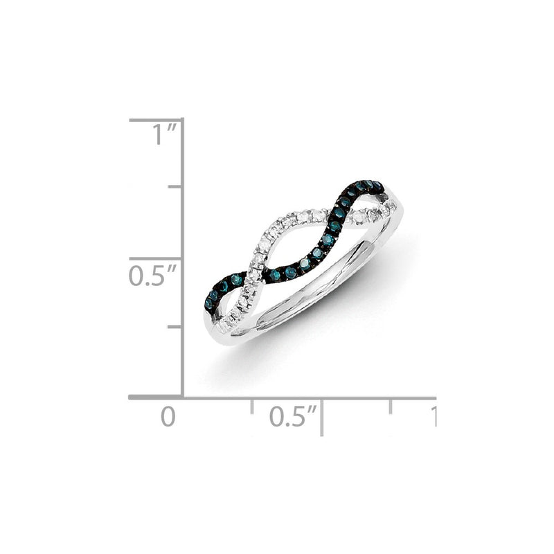 Sterling Silver White & Blue Diamond Ring