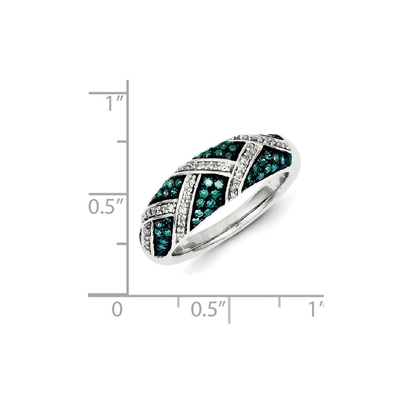Sterling Silver White & Blue Diamond Band