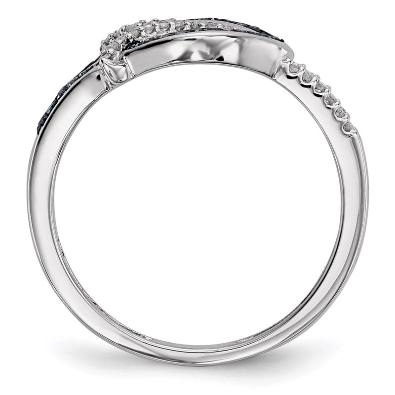 Sterling Silver Blue and White Diamond Ring