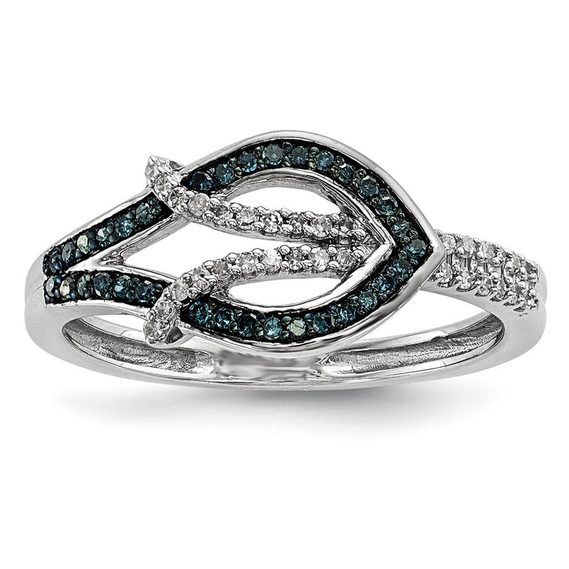 Sterling Silver Blue and White Diamond Ring