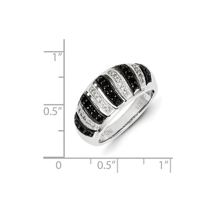 Sterling Silver Black Diamond Fancy Swirl Design Ring