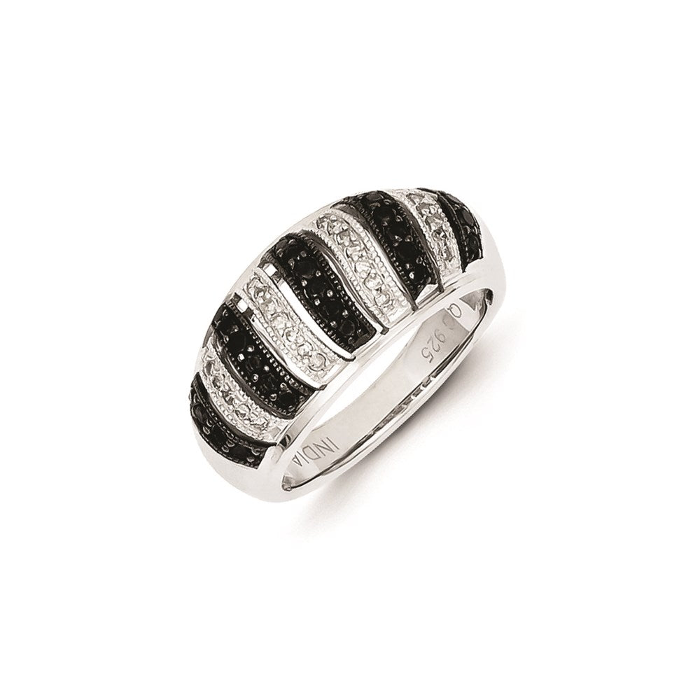 Sterling Silver Black Diamond Fancy Swirl Design Ring