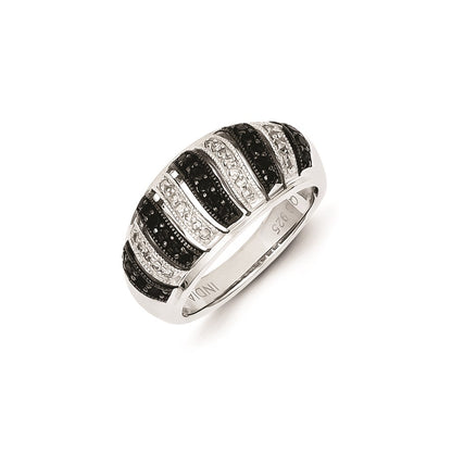Sterling Silver Black Diamond Fancy Swirl Design Ring
