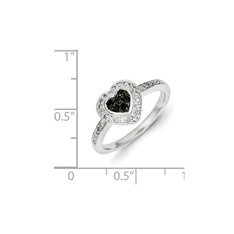 Sterling Silver Black Diamond Small Heart Ring