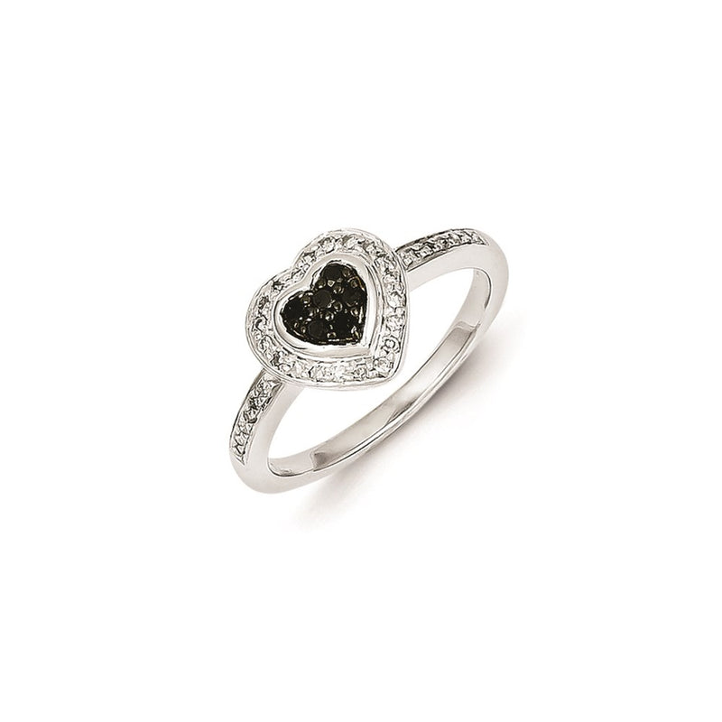 Sterling Silver Black Diamond Small Heart Ring
