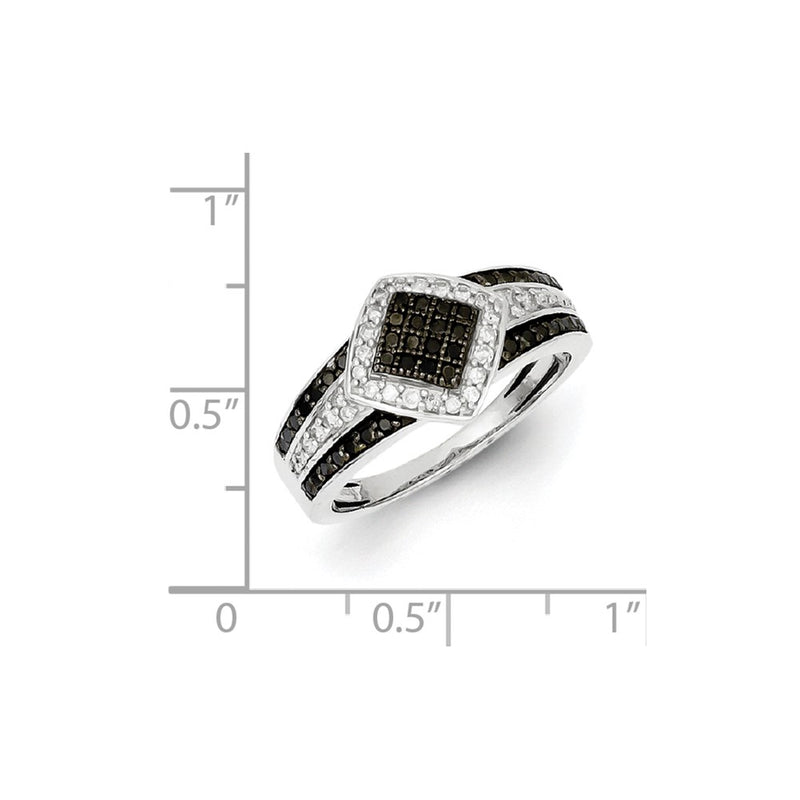 Sterling Silver Black & White Diamond Fashion Ring