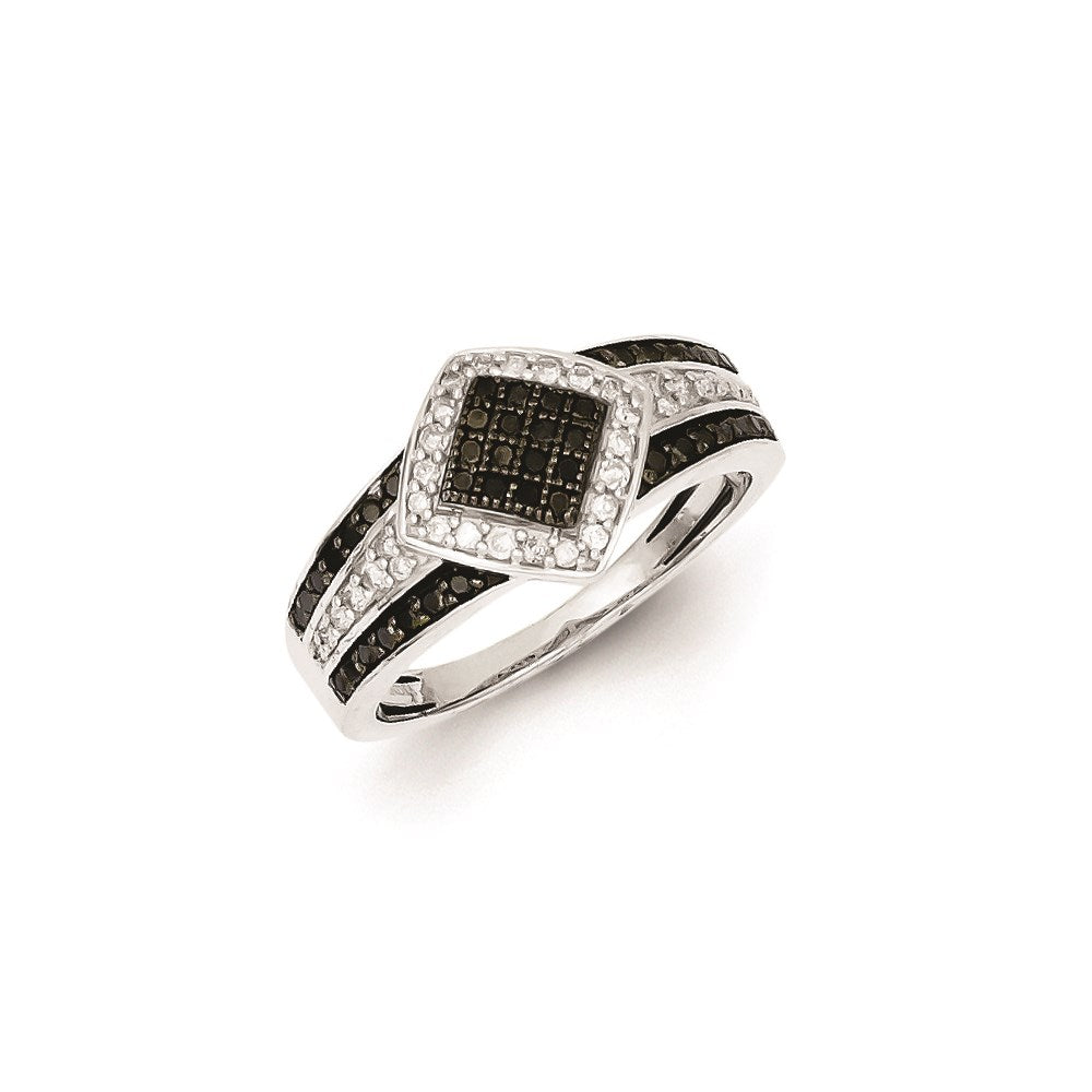 Sterling Silver Black & White Diamond Fashion Ring