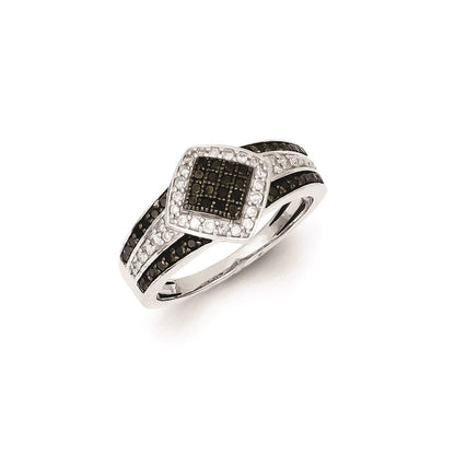 Sterling Silver Black & White Diamond Fashion Ring