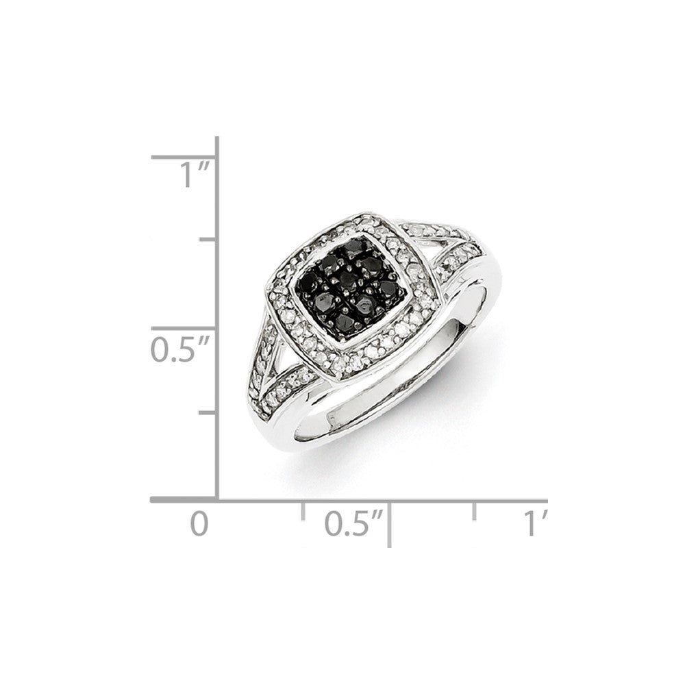Sterling Silver Black Diamond Square Ring