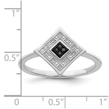 White Night Sterling Silver Rhodium-plated Black and White Diamond Ring
