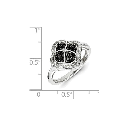 Sterling Silver Black Diamond Flower Ring