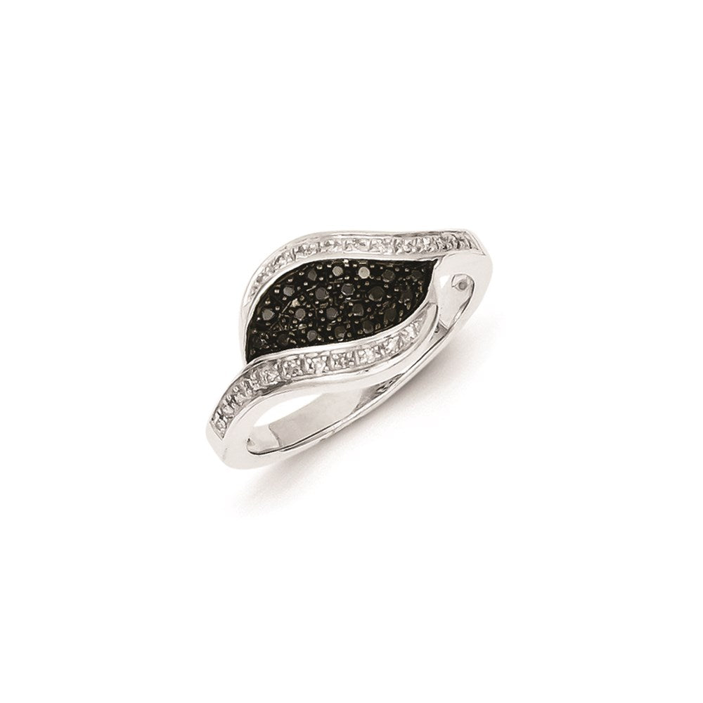 Sterling Silver Black Diamond Fancy Marquise Ring