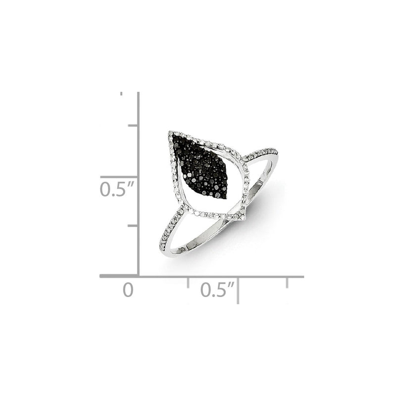 Sterling Silver Black and White Diamond Fashion Ring