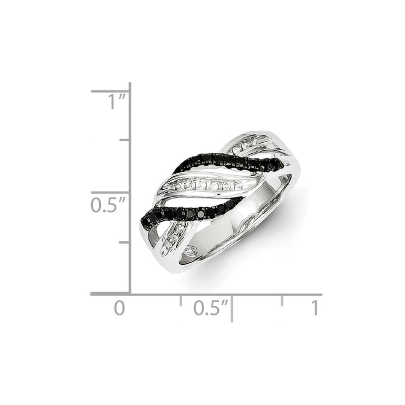 Sterling Silver White & Black Diamond Ring