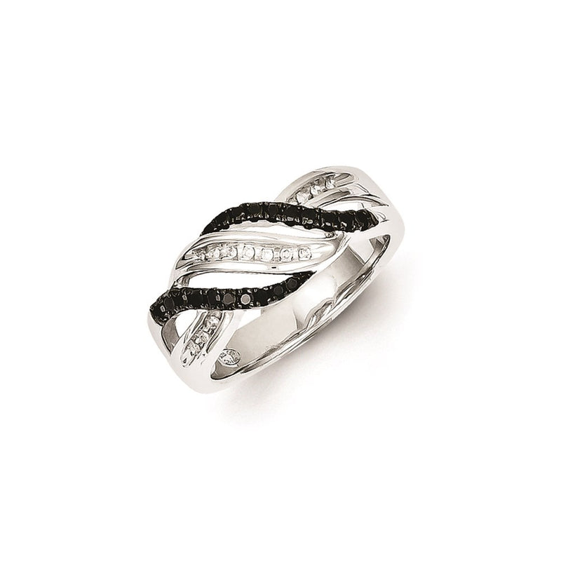 Sterling Silver White & Black Diamond Ring