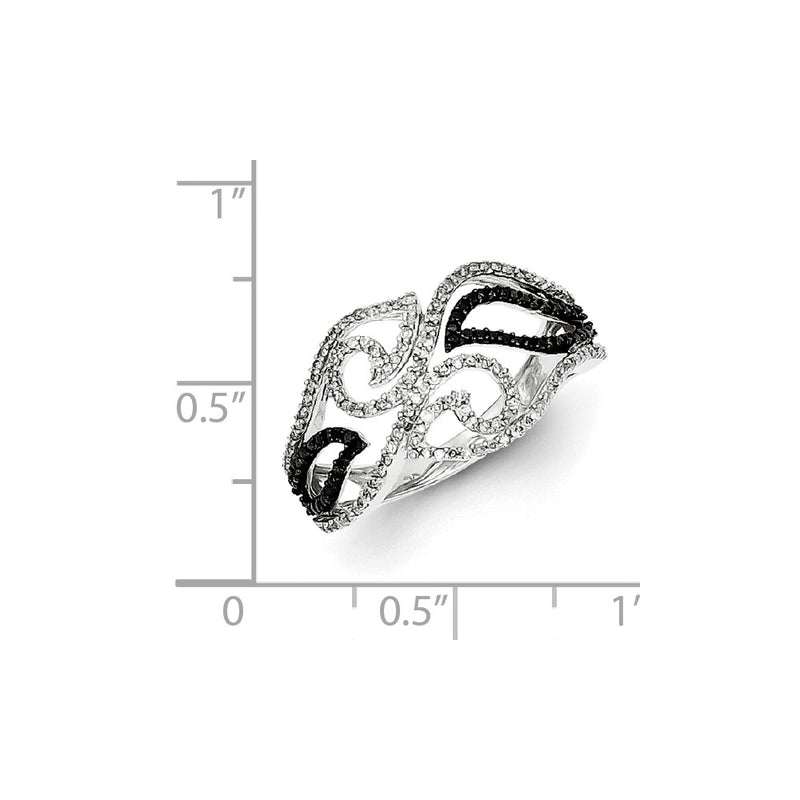 Sterling Silver Black and White Diamond Ring