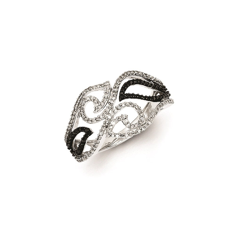Sterling Silver Black and White Diamond Ring
