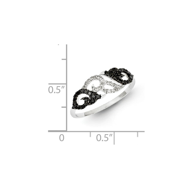Sterling Silver Black & White Diamond Ring