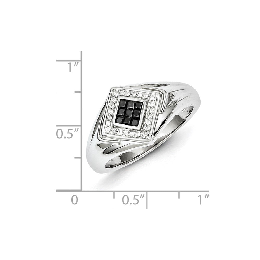 Sterling Silver Black and White Diamond Men's Ring